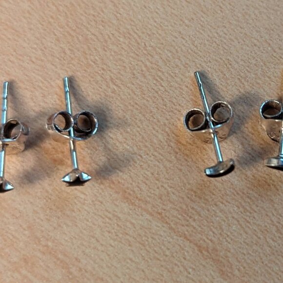 Moon and Star Sterling Silver Stud Earrings (2 pairs) ⭐🌙 - Picture 3 of 3